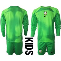 Brasilien Målmand Udebane Trøje Børn VM 2022 Langærmet (+ Korte bukser)